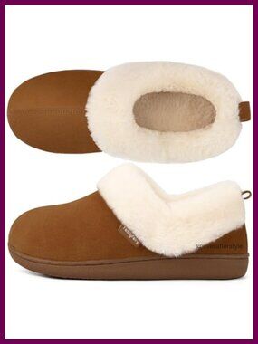 Warm Plush Lined Ankle Bootie Slippers Micro-Suede Memory Foam House Shoes